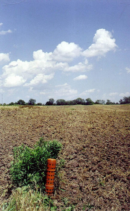 Orange pipe on the confluence, view to the east.