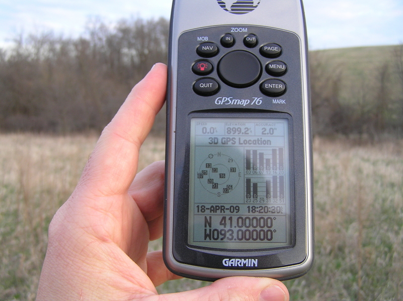 GPS reading at the confluence site.