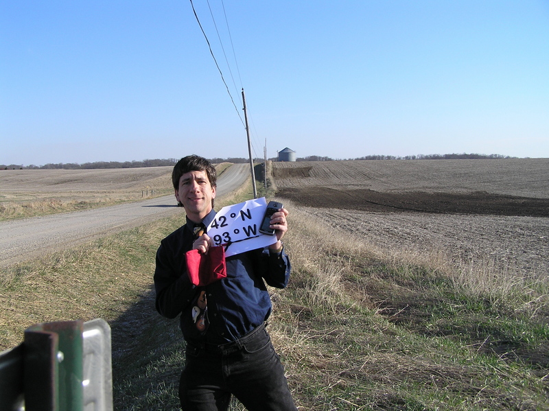 Joseph Kerski at the confluence of 42 North 93 West.