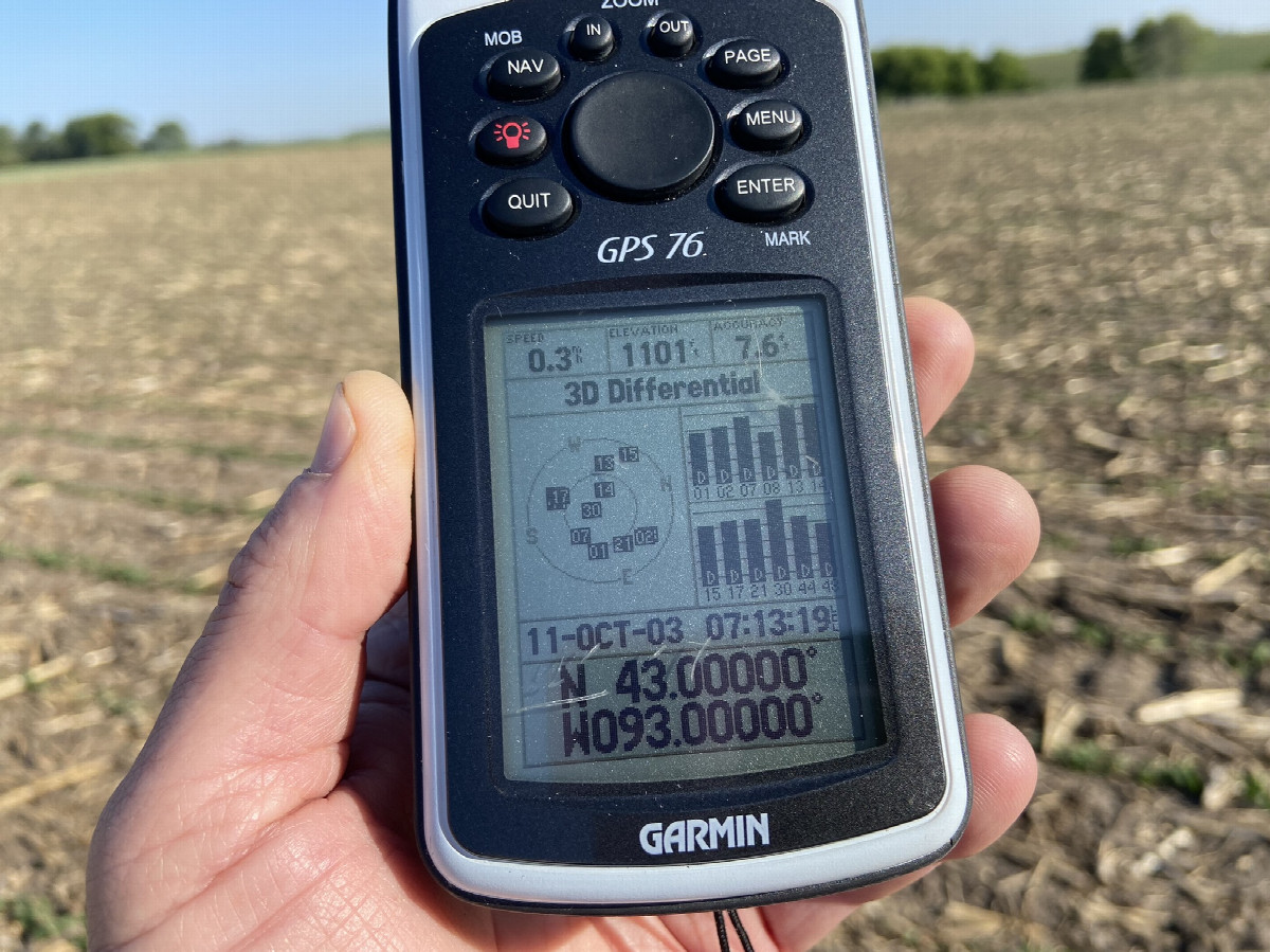 GPS reading at the confluence point. 