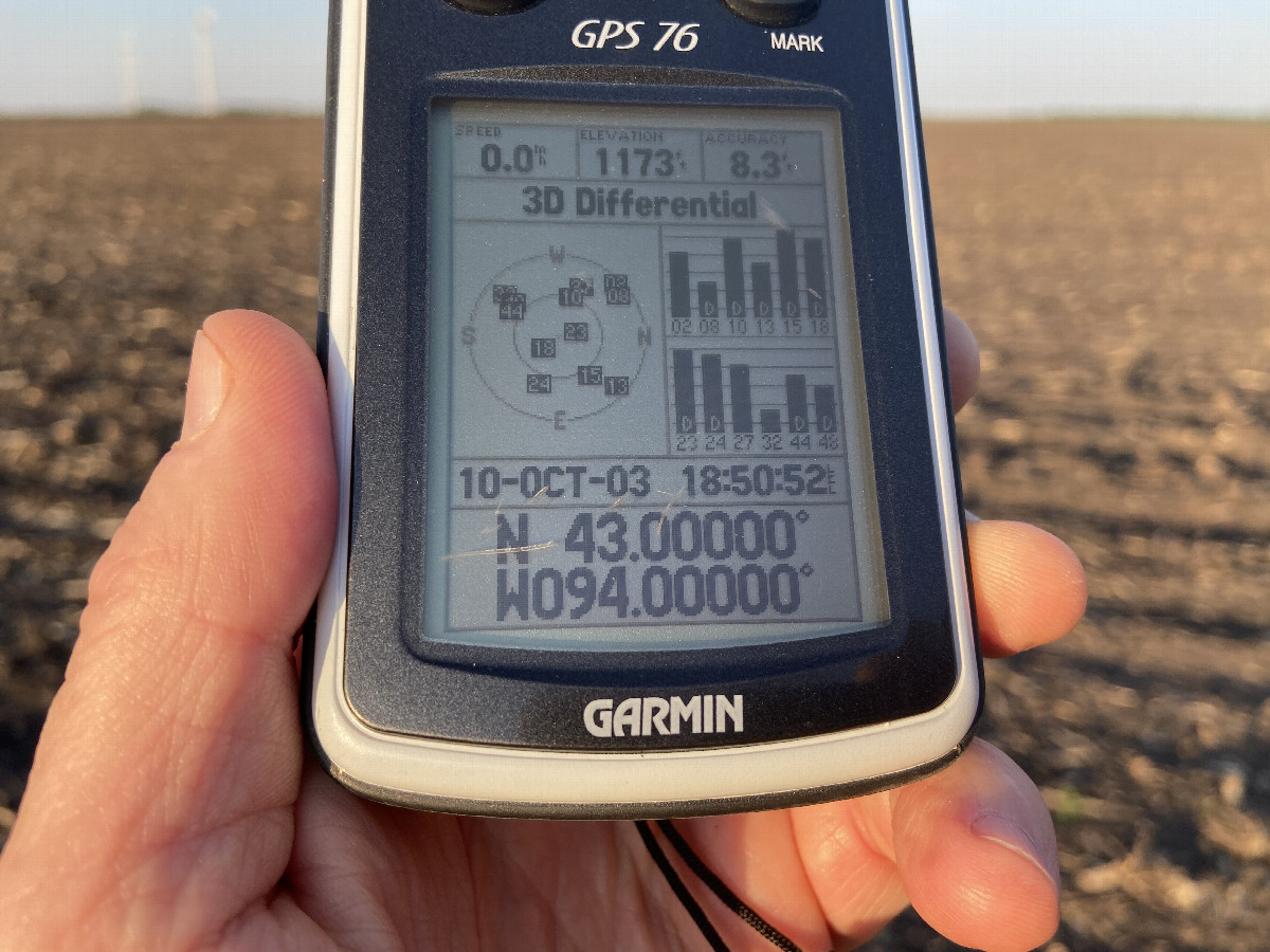 GPS receiver at the confluence point. 