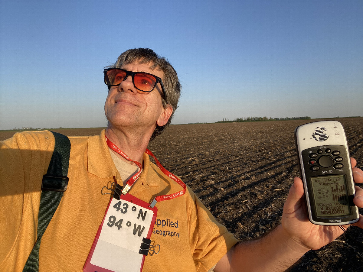 Joseph Kerski at the confluence point. 