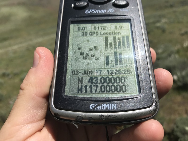 GPS reading at the confluence.