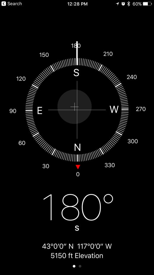 Smartphone image of coordinates at confluence point. 