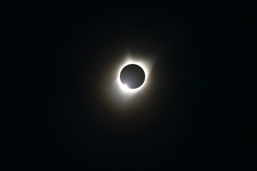 View up from confluence during eclipse