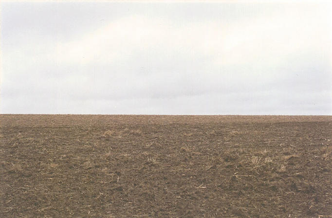 Looking north from the confluence into a low, broad hill.