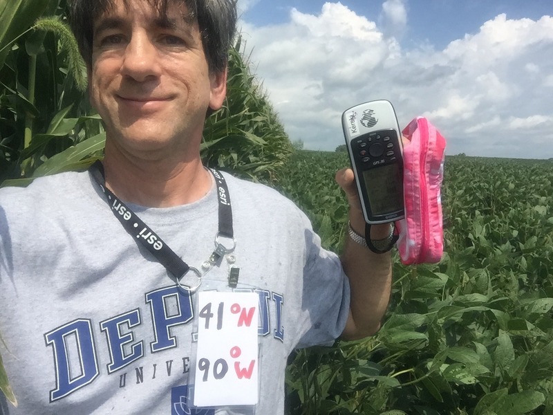 Joseph Kerski at the confluence of 41 North 90 West. 