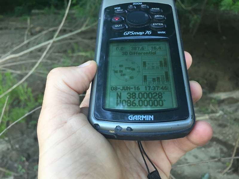 GPS receiver at the confluence point. 