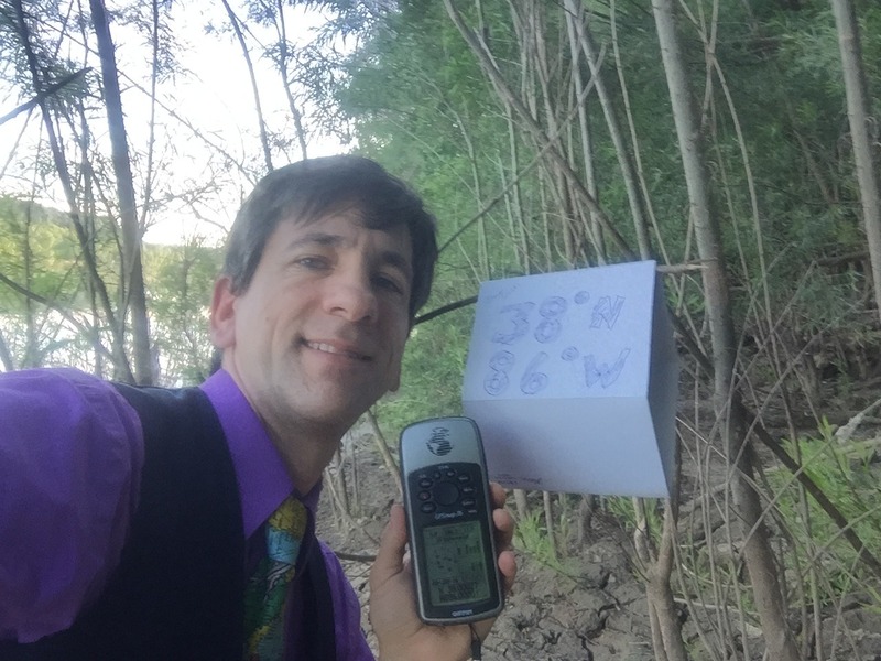 Joseph Kerski at the confluence point. 