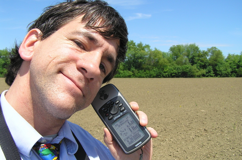 Joseph Kerski at the confluence point.