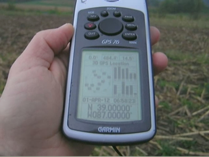 GPS reading at the confluence point.