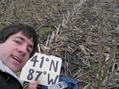 #2: Joseph Kerski lying on top of 41 North 87 West in an Indiana cornfield.