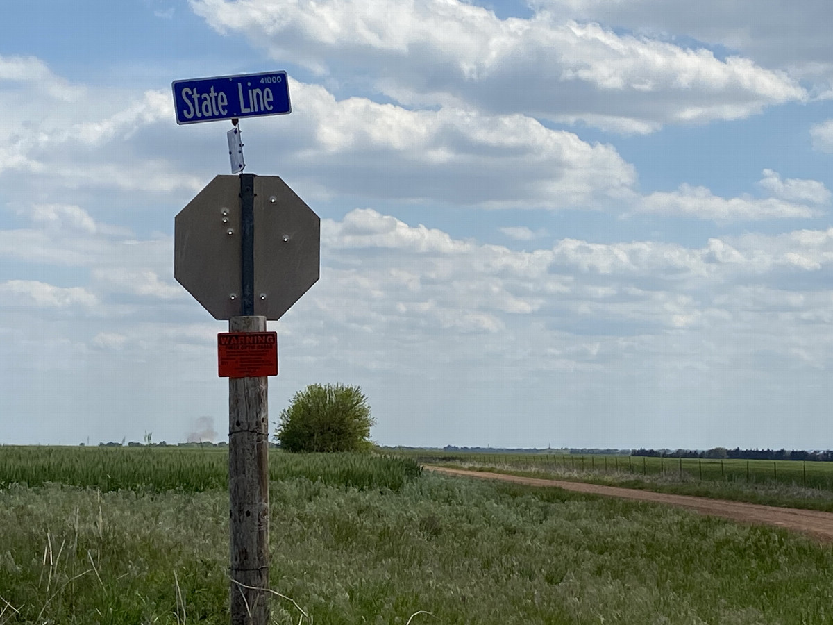 State line road looking into Oklahoma. 