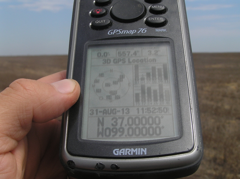 GPS reading at the confluence point.