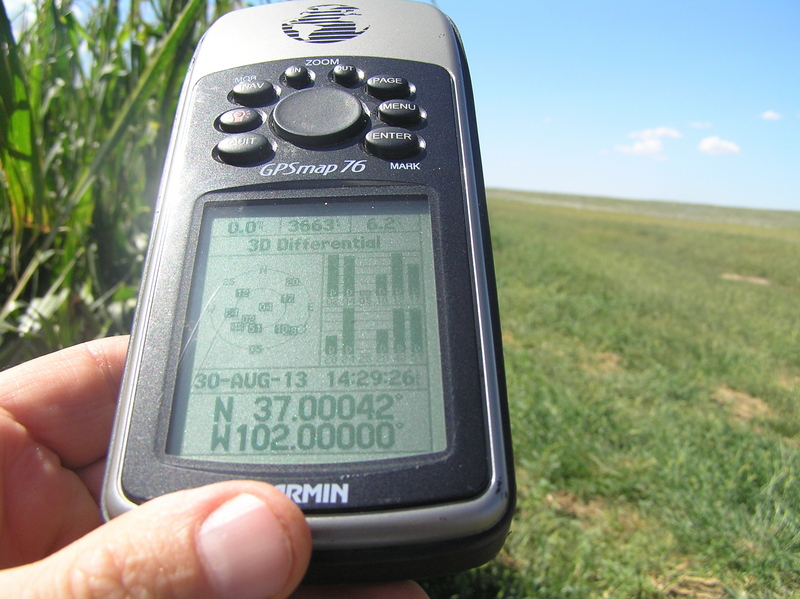 GPS reading near the confluence of 37 North 102 West.