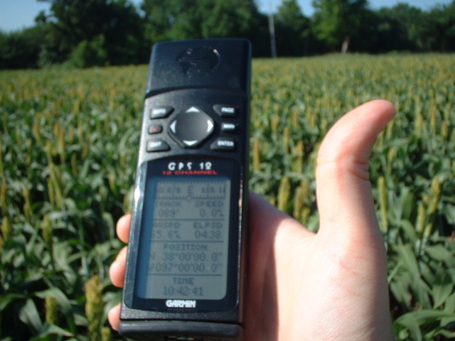 GPS indications at the confluence.