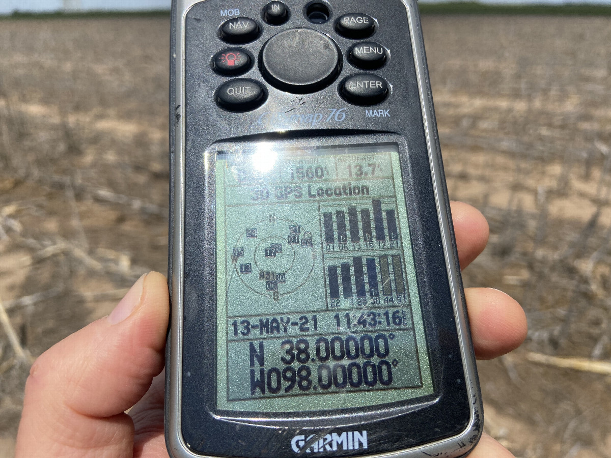 GPS reading at the confluence point. 