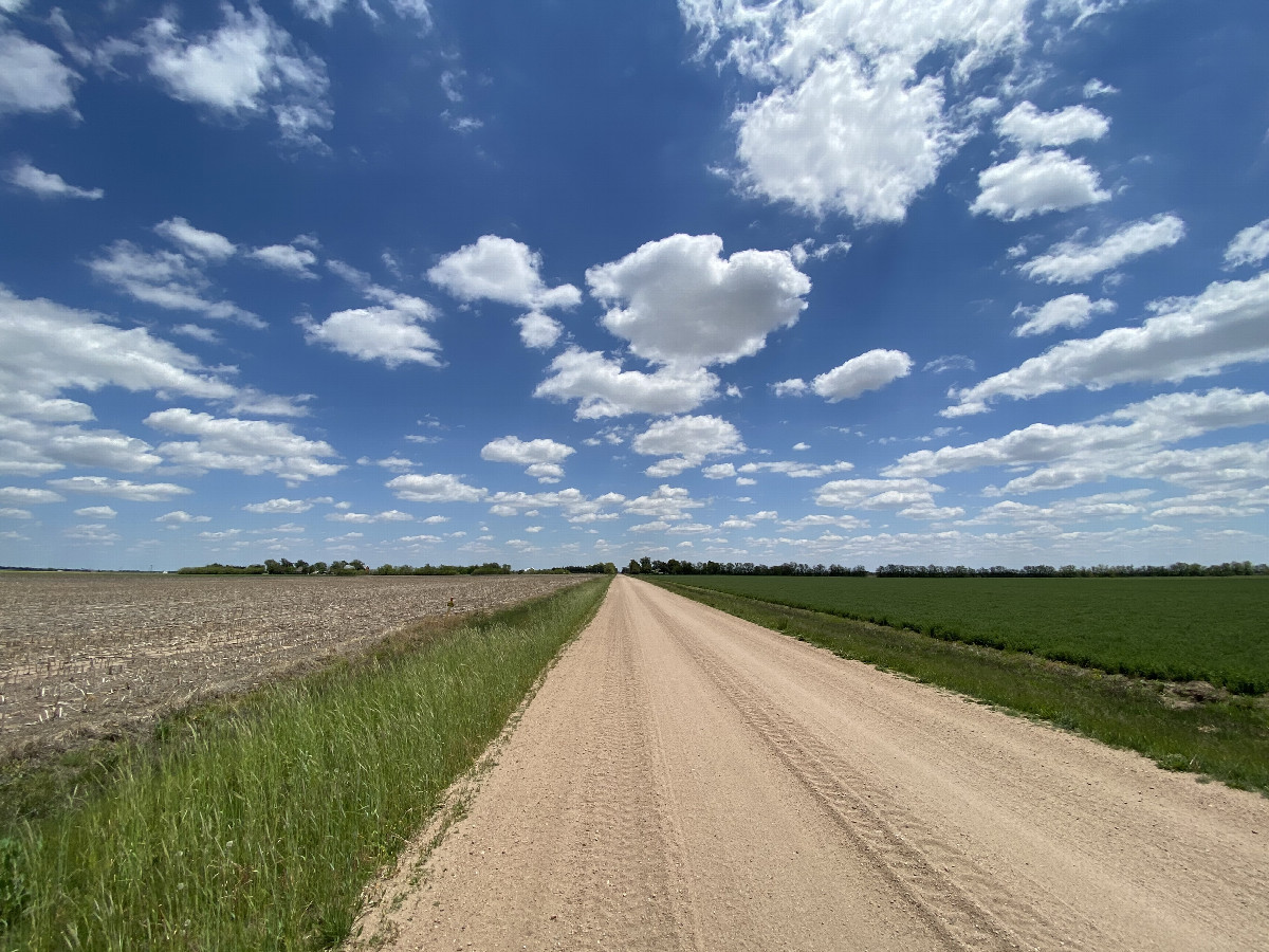 Kansas Skies!  Looking east from the nearest road from the confluence.  The confluence point is in the field to the left.