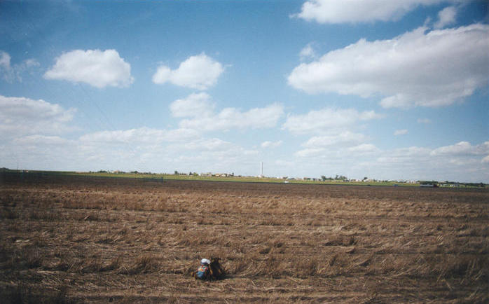 Looking north, the line between brown and green is US 50.