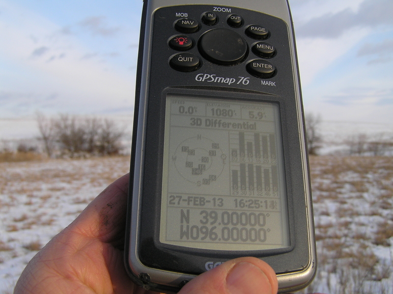 GPS reading at the confluence point.