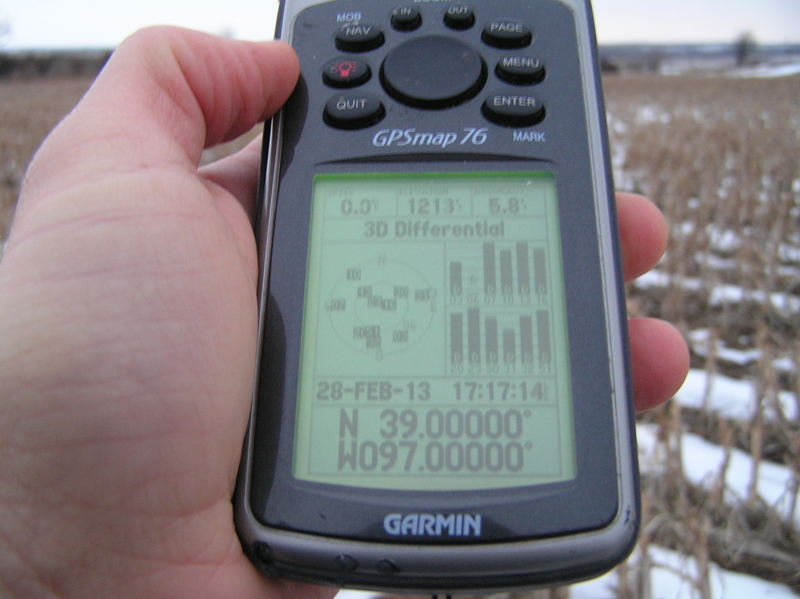 GPS reading at the confluence point.