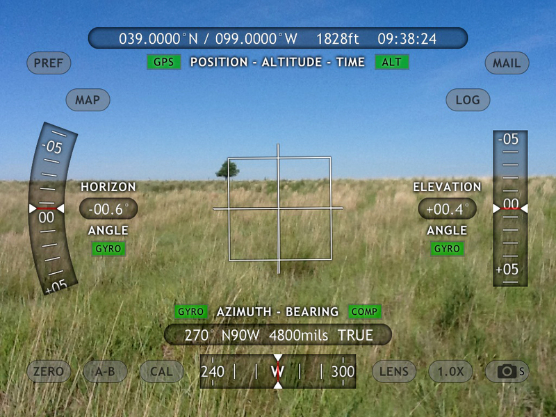 iPad view north using Theodolite - lots of useful data is superimposed.