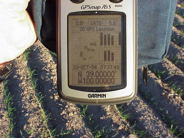 GPS reading at the confluence site.