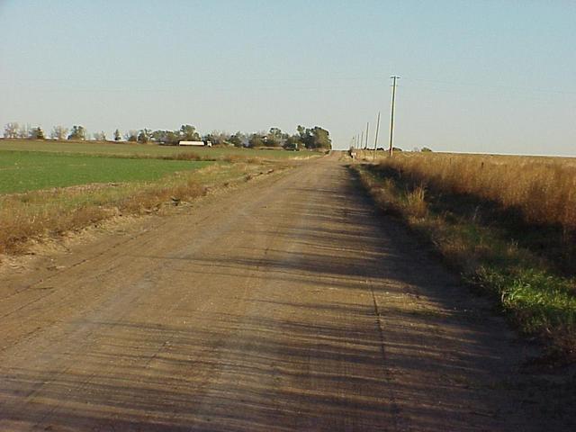 Nearest road, 200 meters west of the confluence, at 100.0017 west longitude.