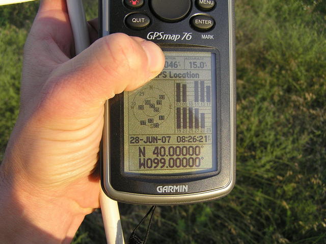 GPS reading at the confluence site.