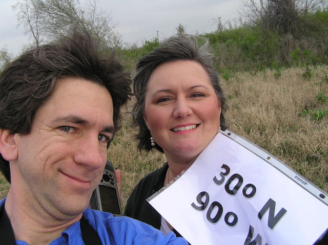 Joseph Kerski and Barbaree Duke hangin' out on the levee at 30 North 90 West.