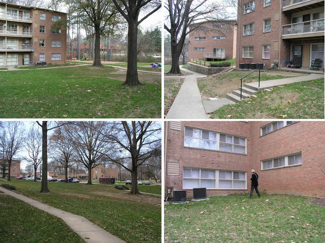 Clockwise from the upper left, looking northeast, southeast, southwest, and northwest from 39N 077W.