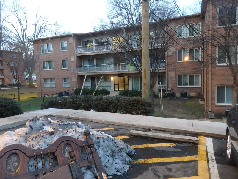 View from the parking area to the front of the house