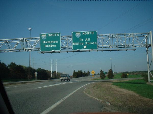 The sign in Portsmouth, NH pointing north.