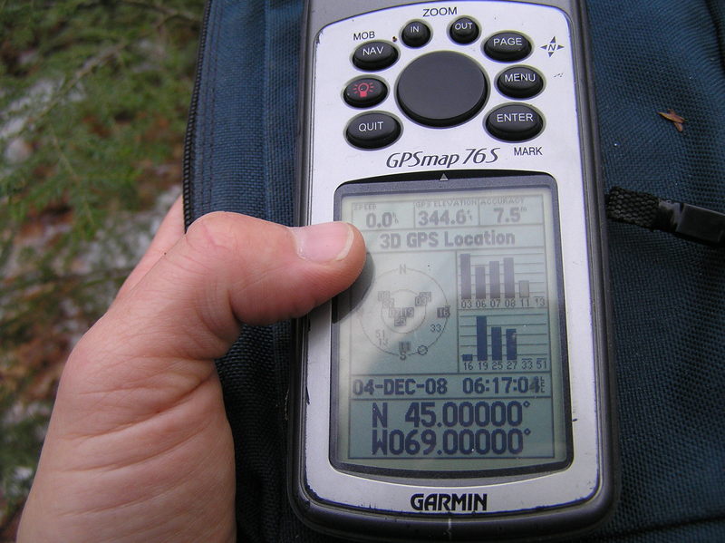 GPS reading at the confluence site.