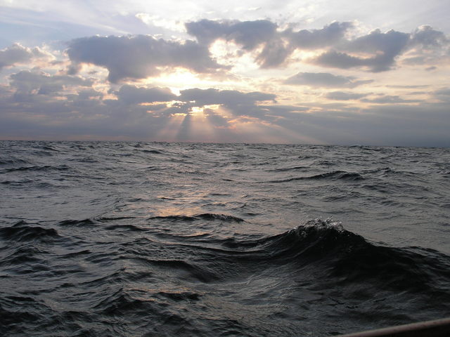 Sun rising over Lake Michigan