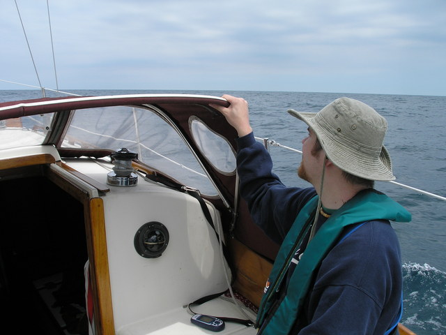 Mitch on watch as we approach the confluence