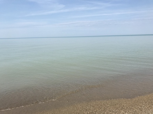 #1: Looking north toward 42 North 87 West from the shore of Lake Michigan in Indiana.