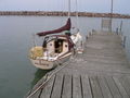 #6: Sailing Vessel Alliance at the South Shore Yacht Club. Crew member Sally is in the companionway preparing for the overnight passage.