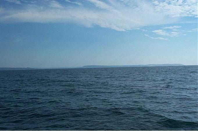 Looking south towards the mainland and Sleeping Bear Dunes