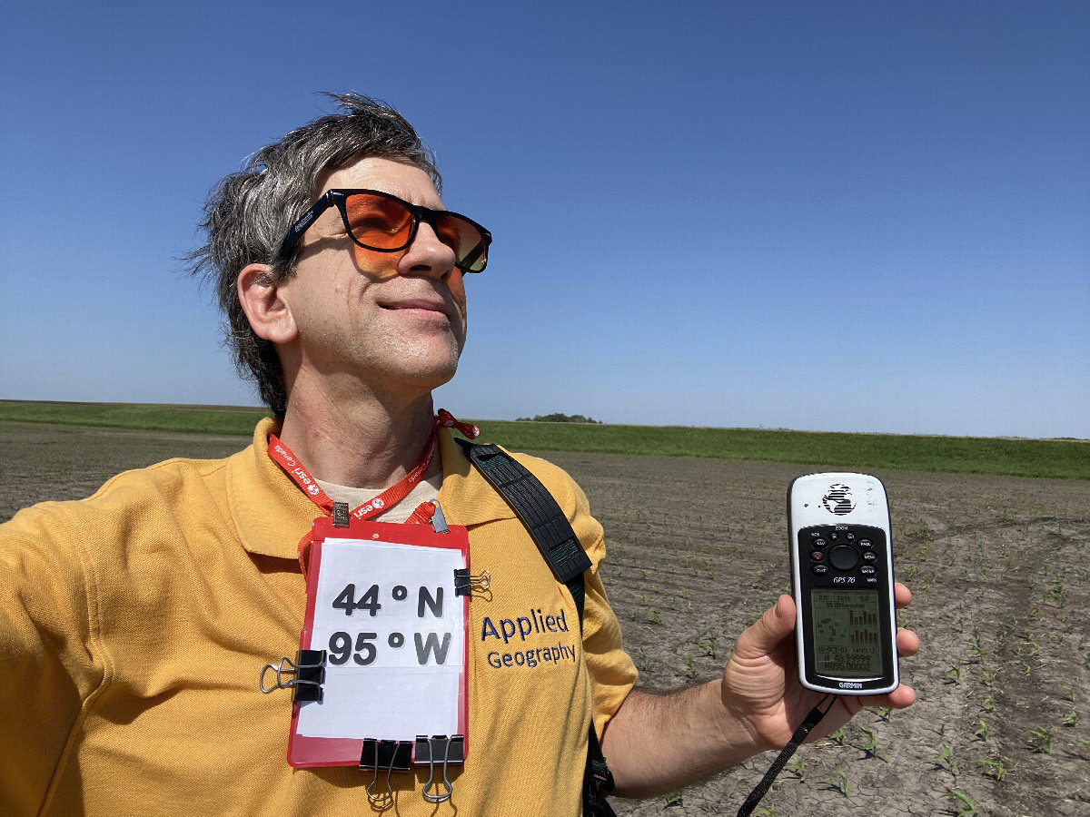 Joseph Kerski at the confluence point. 