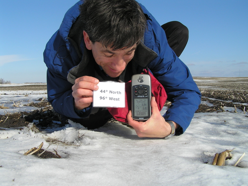 On the ground:  Joseph Kerski at the confluence point.