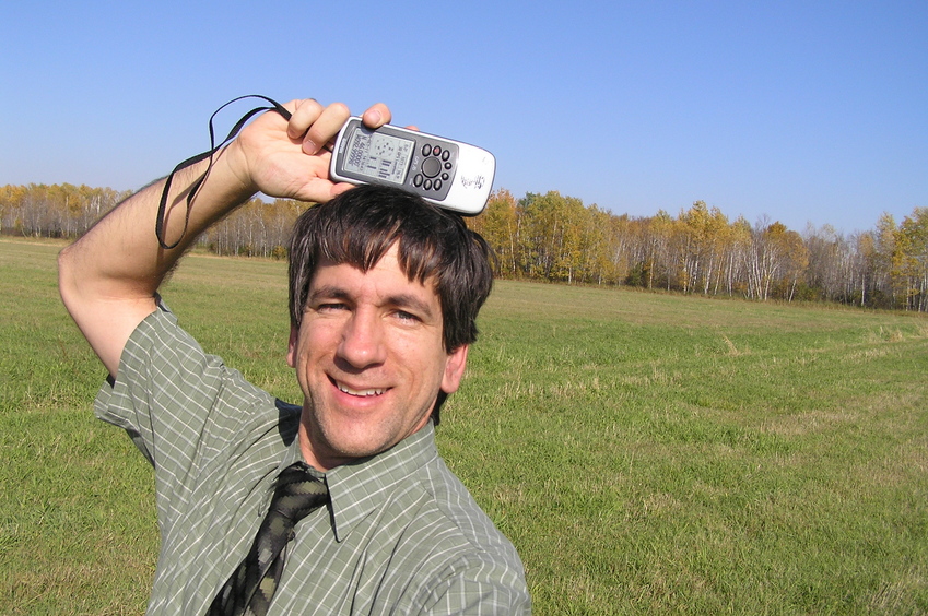 Joseph Kerski at the confluence site.