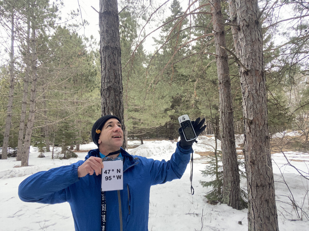 Joseph Kerski at the confluence point. 