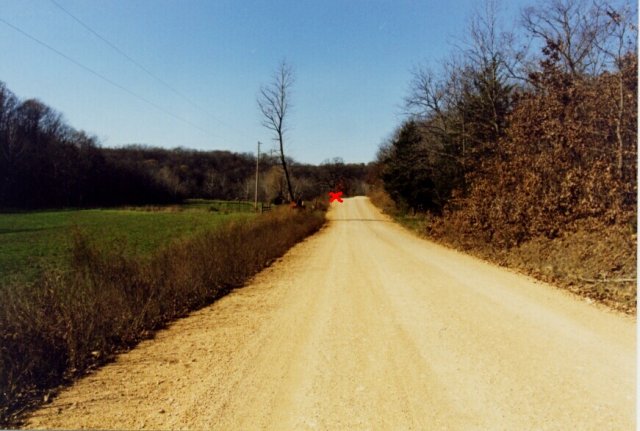 Final stretch on Coffey Hollow Rd - "X" marks the spot