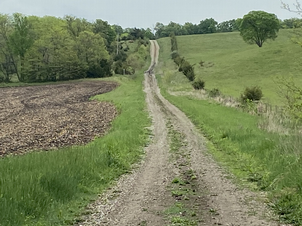 Lonely roads leading to the confluence fields and trails. 