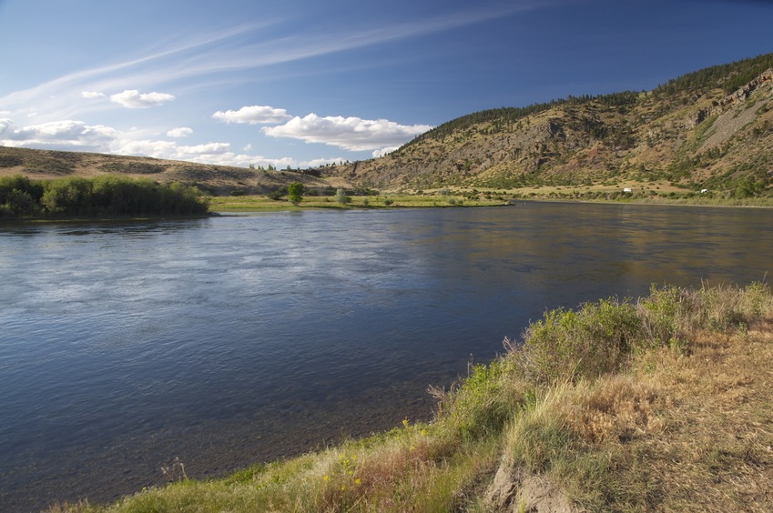 A view of the Missouri River from its bank - just 200 feet from the confluence point