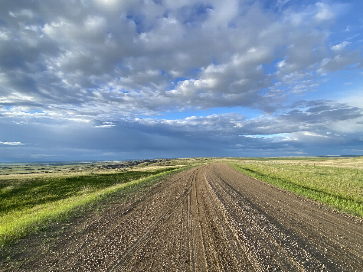 The nearest road to the confluence point, looking northwest. 