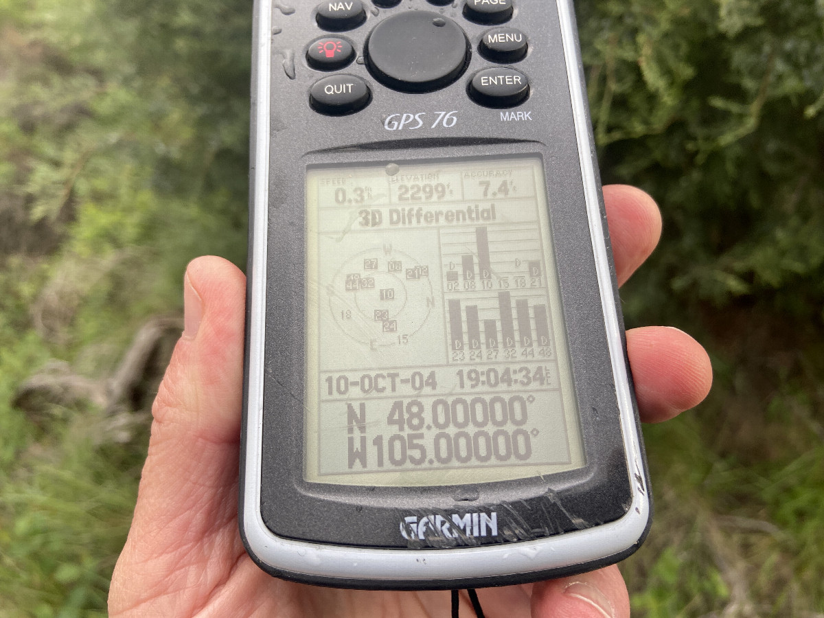 GPS reading at the confluence point. 