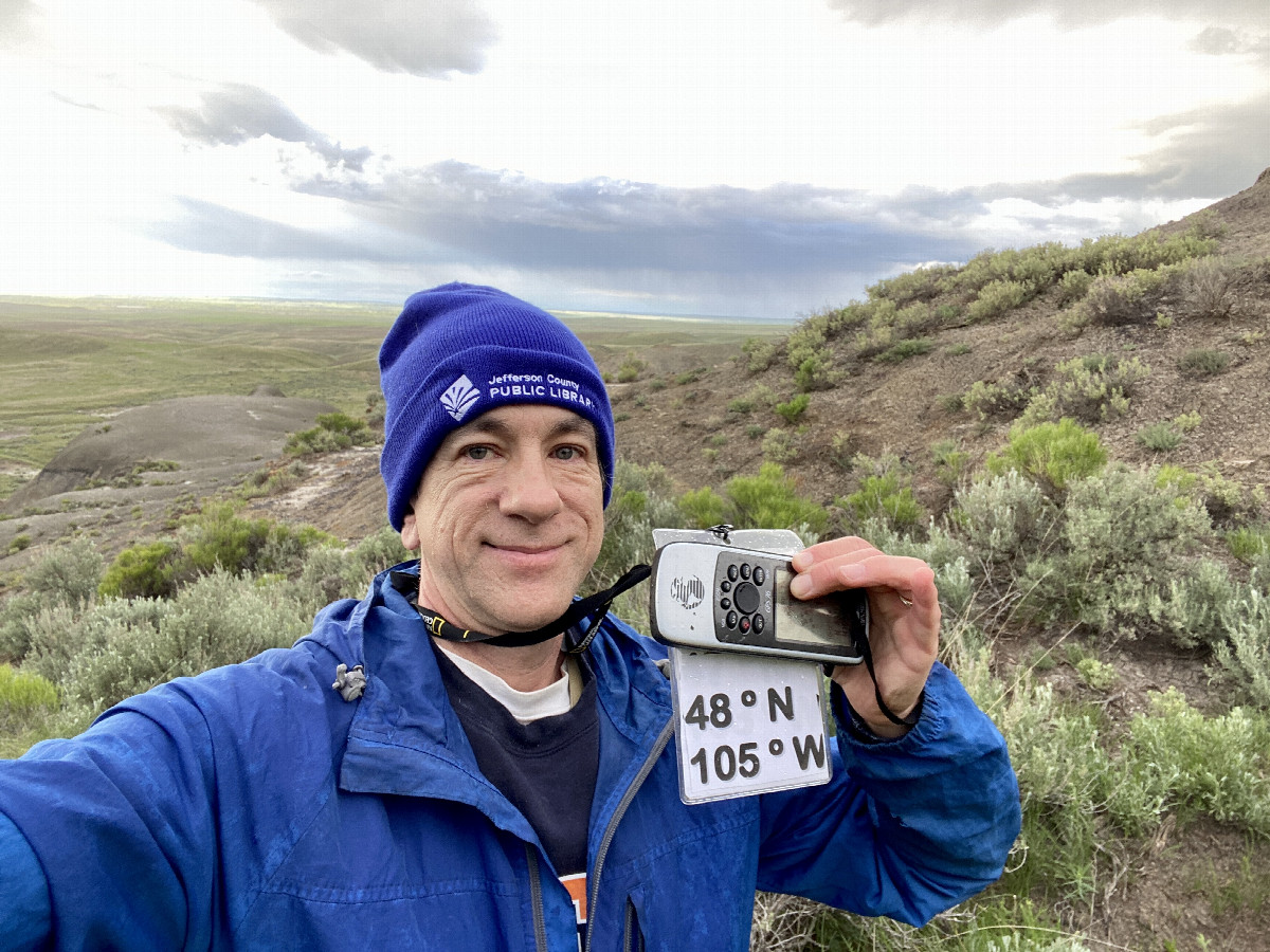 Joseph Kerski at the confluence point.