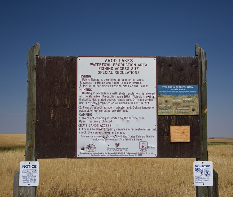 Sign at the Arod Lakes, 1.3 miles from the point